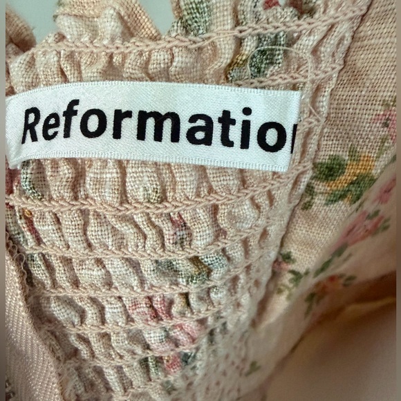REFORMATION ANDIE MINI LINEN DRESS IN PENELOPE PINK FLORAL SIZE 8 - Picture 7 of 8